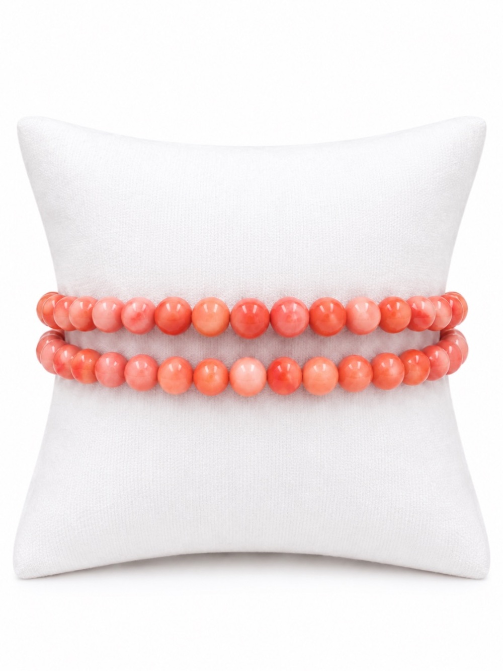 Coral Pink Beaded Double-Strand Bracelet